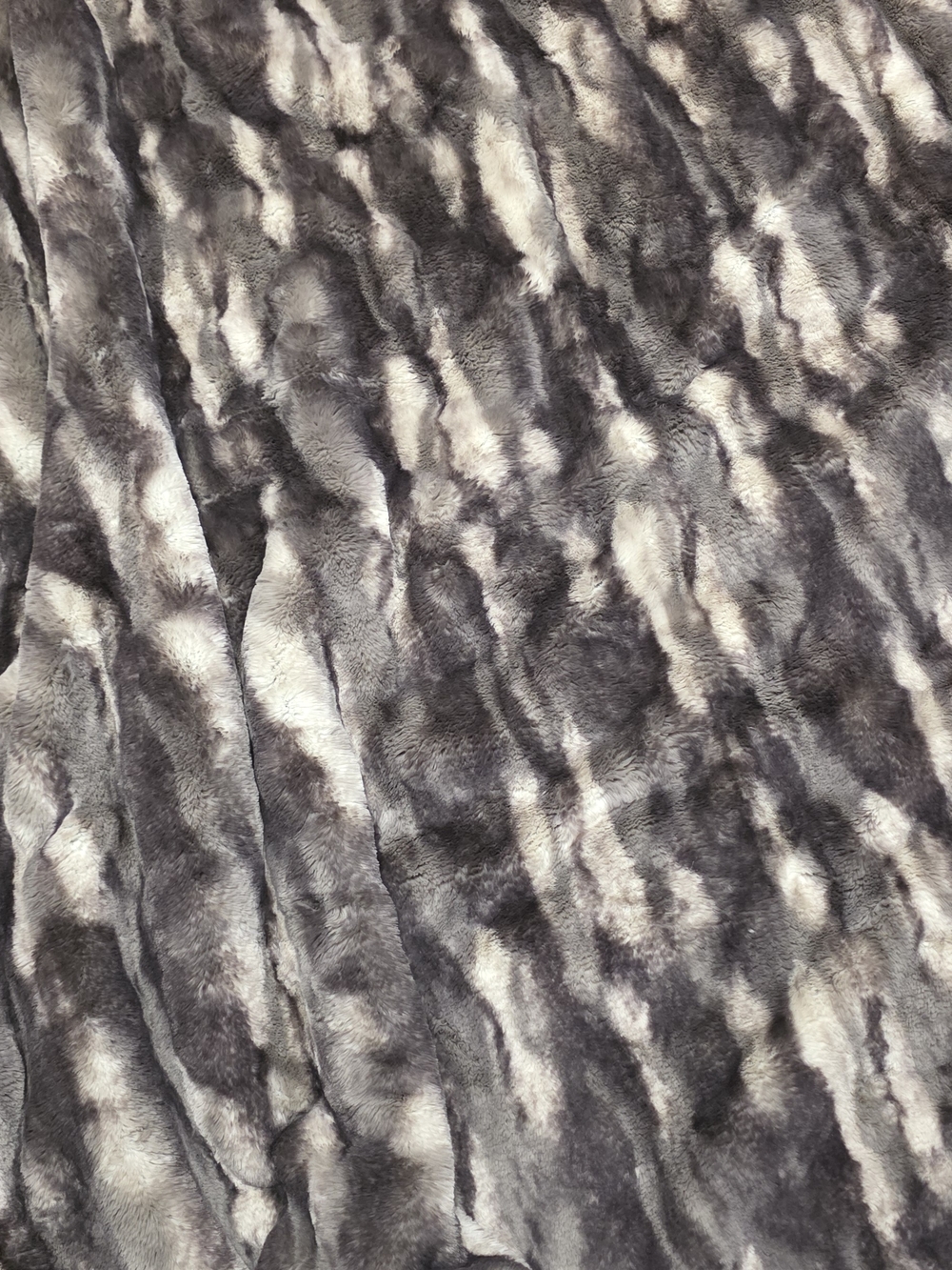 Minky  Faux Fur Throw Blanket - Gray/White/Brown 60x73
